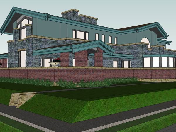 Sketchup商业模型|多层草原会所，商业，古典风格
