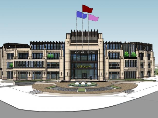 Sketchup商业模型|多层三祺城会所，商业，古典风格