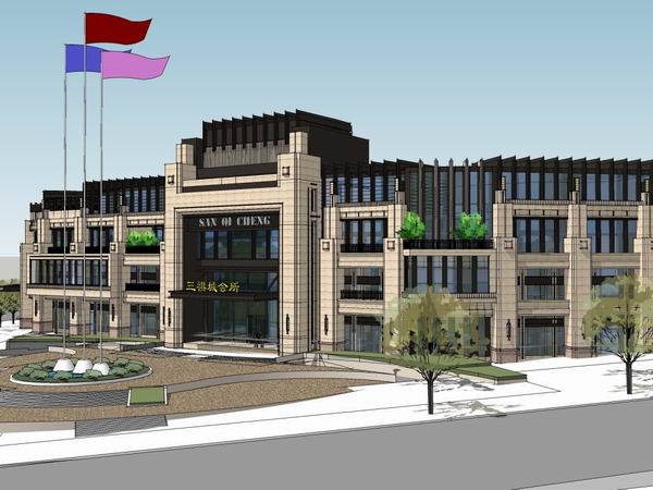 Sketchup商业模型|多层三祺城会所，商业，古典风格