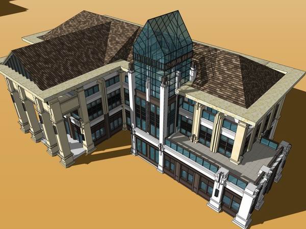 Sketchup商业模型|多层会所，西餐厅，商业，古典风格