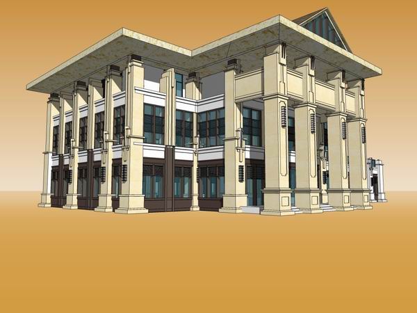 Sketchup商业模型|多层会所，西餐厅，商业，古典风格