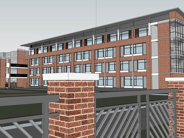 Sketchup学校模型|多层小学学校，校园教育建筑，现代中式风格