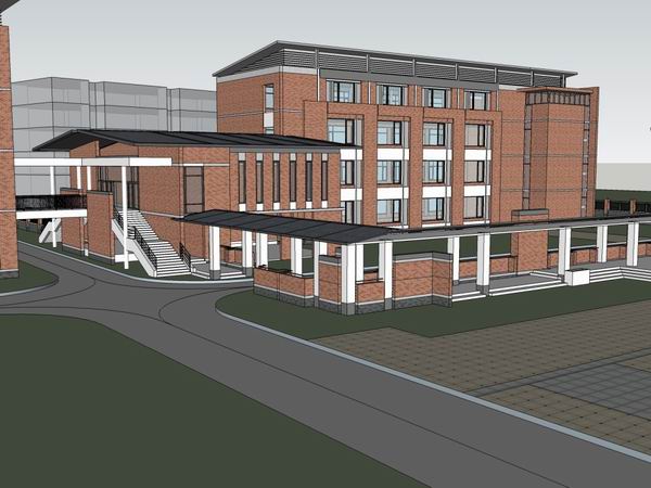 Sketchup学校模型|多层小学学校，校园教育建筑，现代中式风格