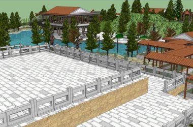 Sketchup景观模型|多层中式园林，景观公园，中式风格-BIM建筑网