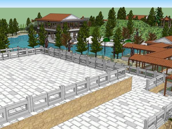 Sketchup景观模型|多层中式园林，景观公园，中式风格