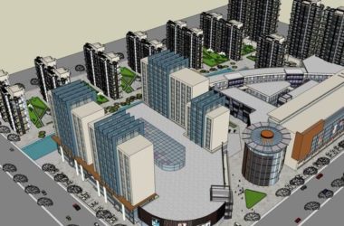 Sketchup综合体模型|多高层综合体，办公楼 ，商业，现代风格-BIM建筑网