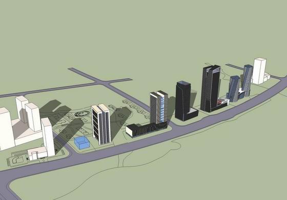 Sketchup综合体模型|高层办公楼，购物中心，商业，综合体，现代风格