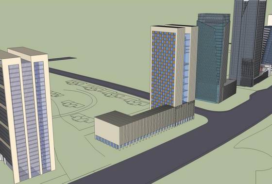 Sketchup综合体模型|高层办公楼，购物中心，商业，综合体，现代风格