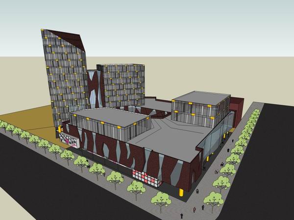 Sketchup综合体模型|多高层综合体，办公楼，商业，现代风格