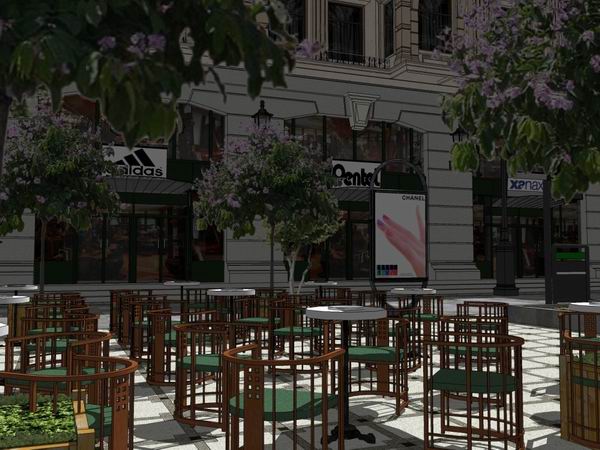 Sketchup商业模型|多层商业街，步行街，古典风格