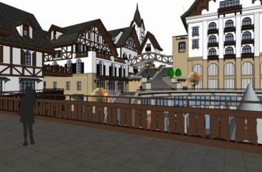 Sketchup商业模型|多层商业街，步行街，古典风格-BIM建筑网