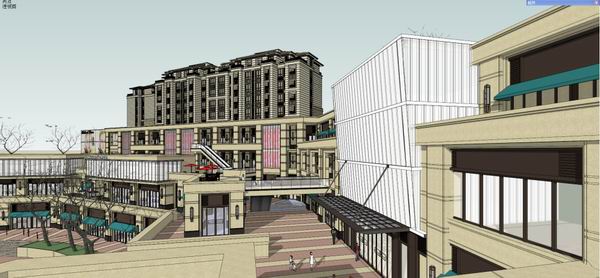 Sketchup商业模型|多层办公楼，住宅，商业，古典风格