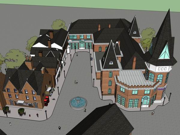 Sketchup商业模型|多层商业街，英式古典风格