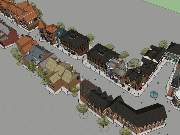 Sketchup商业模型|多层商业街，英式古典风格