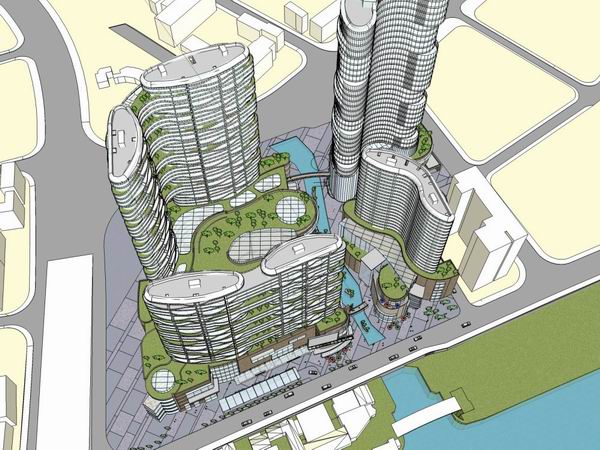 Sketchup综合体模型|超高层办公楼，住宅，商业，综合体，现代风格