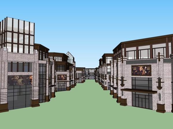 Sketchup商业模型|多层商业街，步行街，古典风格