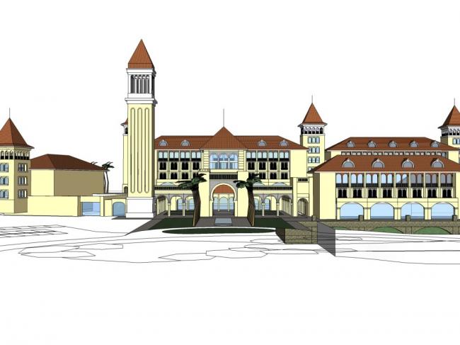 Sketchup酒店模型|多层酒店，古典风格