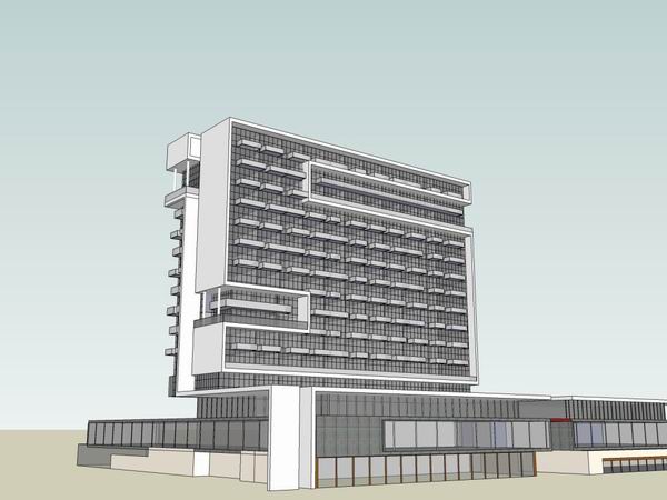 Sketchup酒店模型|高层酒店公寓，现代风格