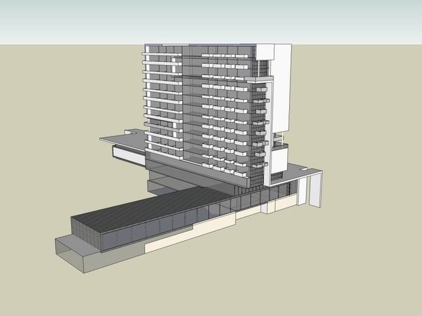 Sketchup酒店模型|高层酒店公寓，现代风格