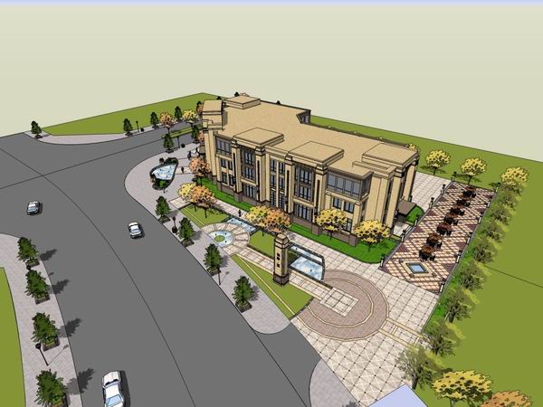 Sketchup住宅模型|多层售楼处，住宅，古典风格