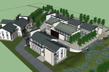 Sketchup商业模型|多层徽派商业服务区，现代中式风格-BIM建筑网