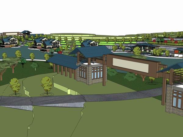 Sketchup酒店模型|多层度假村，酒店，现代中式风格