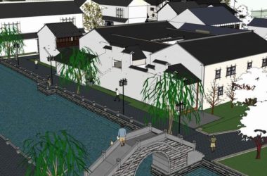 Sketchup商业模型|多层商业街，中式现代-BIM建筑网