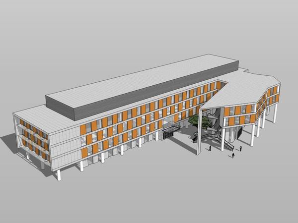 Sketchup办公模型|多层办公楼，现代风格