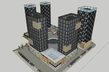Sketchup综合体模型|多高层综合体，办公楼，酒店，购物中心，商业，现代风格-BIM建筑网