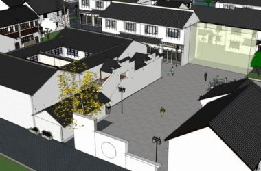Sketchup住宅模型|多层江南水乡住宅，现代中式风格-BIM建筑网
