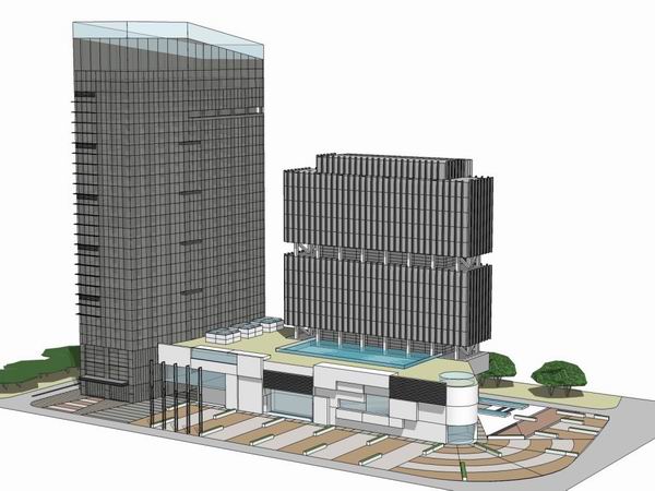 Sketchup综合体模型|多高层综合体，办公楼 ，商业，购物中心，现代风格