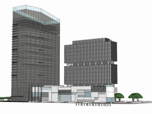 Sketchup综合体模型|多高层综合体，办公楼 ，商业，购物中心，现代风格