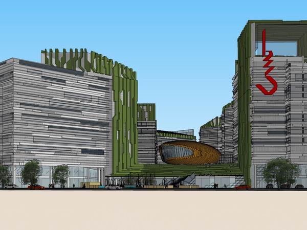 Sketchup综合体模型|多高层综合体，办公，酒店，商业，现代风格