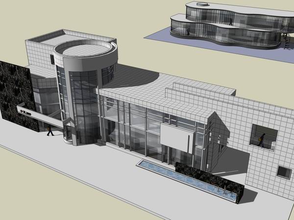 Sketchup商业模型|多层售楼处，住宅，现代风格