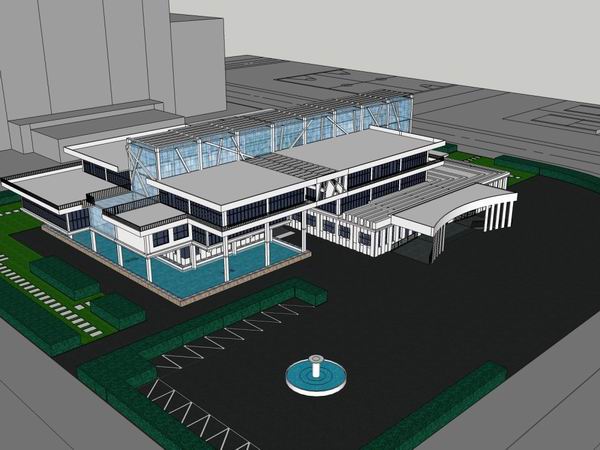 Sketchup文化模型|多层图书馆，文化建筑，现代风格