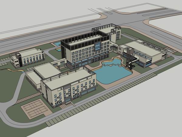 Sketchup办公模型|多层办公楼，现代风格