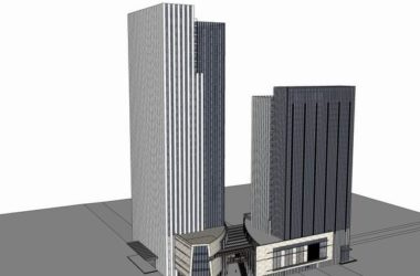 Sketchup综合体模型|多高层综合体，办公写字楼，底层商业，现代风格-BIM建筑网