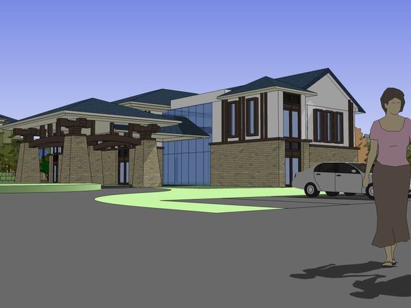 Sketchup酒店模型|多层度假村酒店，古典风格