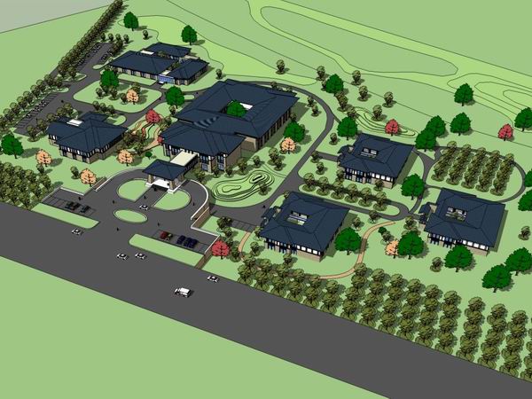 Sketchup酒店模型|多层度假村酒店，古典风格