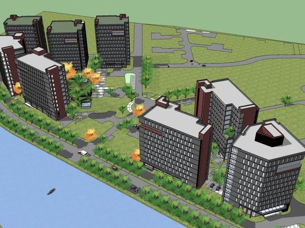 Sketchup办公模型|高层办公楼，现代风格