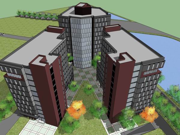 Sketchup办公模型|高层办公楼，现代风格