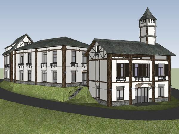 Sketchup商业模型|多层商业街，欧式风情广场，古典风格