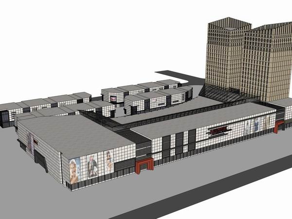 Sketchup综合体模型|多高层综合体，办公楼，商业，古典风格
