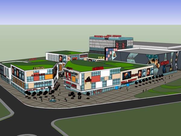 Sketchup商业模型|多层商业广场，步行街，现代风格