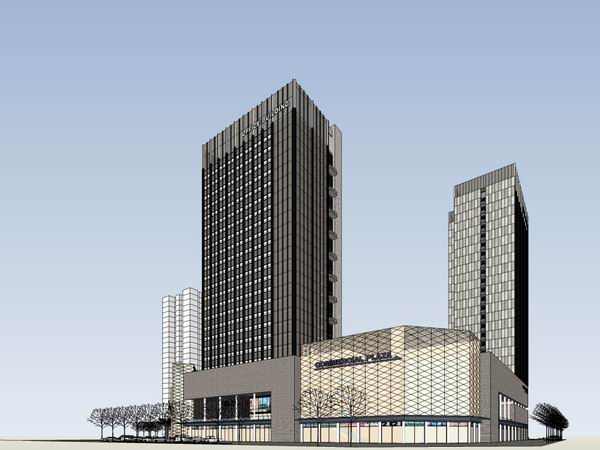 Sketchup综合体模型|多高层综合体，办公楼，酒店，商业，现代风格