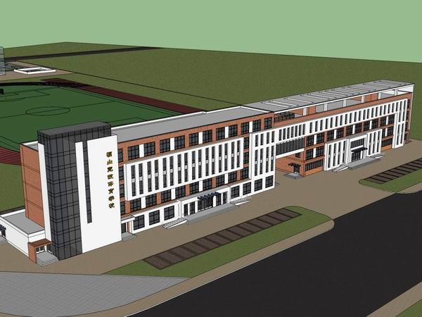 Sketchup学校模型|多层教学楼，福山竞技体育学校中学，校园教育建筑，现代风格