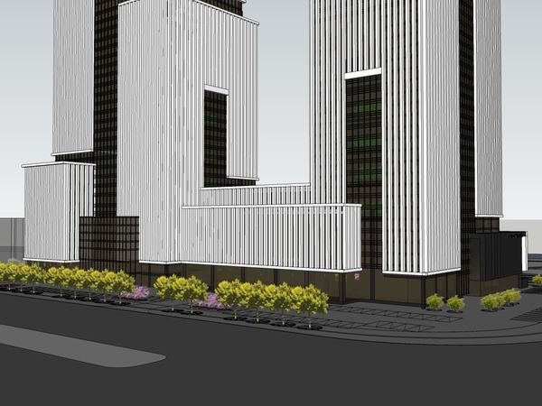Sketchup办公模型|超高层办公楼，写字楼，现代风格