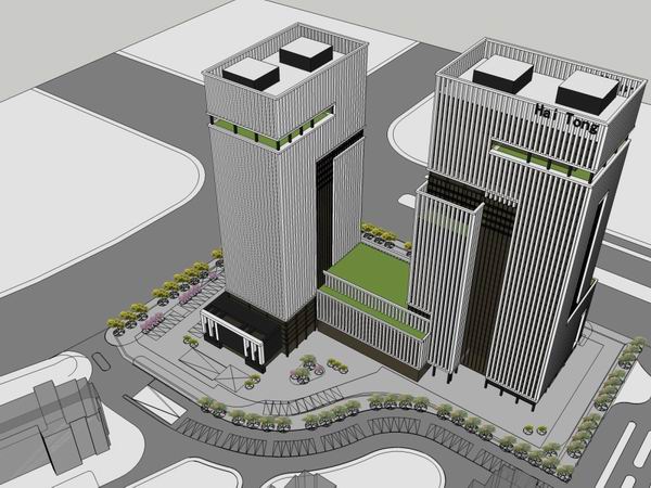 Sketchup办公模型|超高层办公楼，写字楼，现代风格