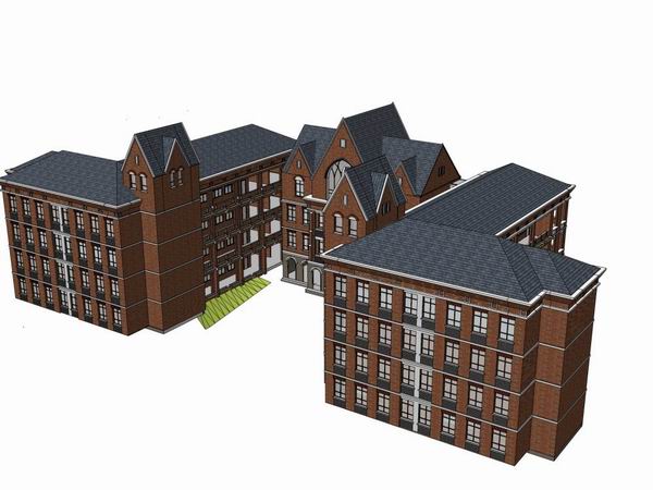 Sketchup办公模型|多层办公楼，欧式古典风格