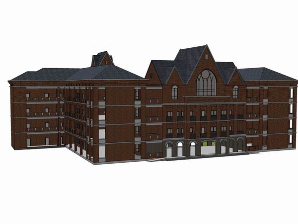 Sketchup办公模型|多层办公楼，欧式古典风格